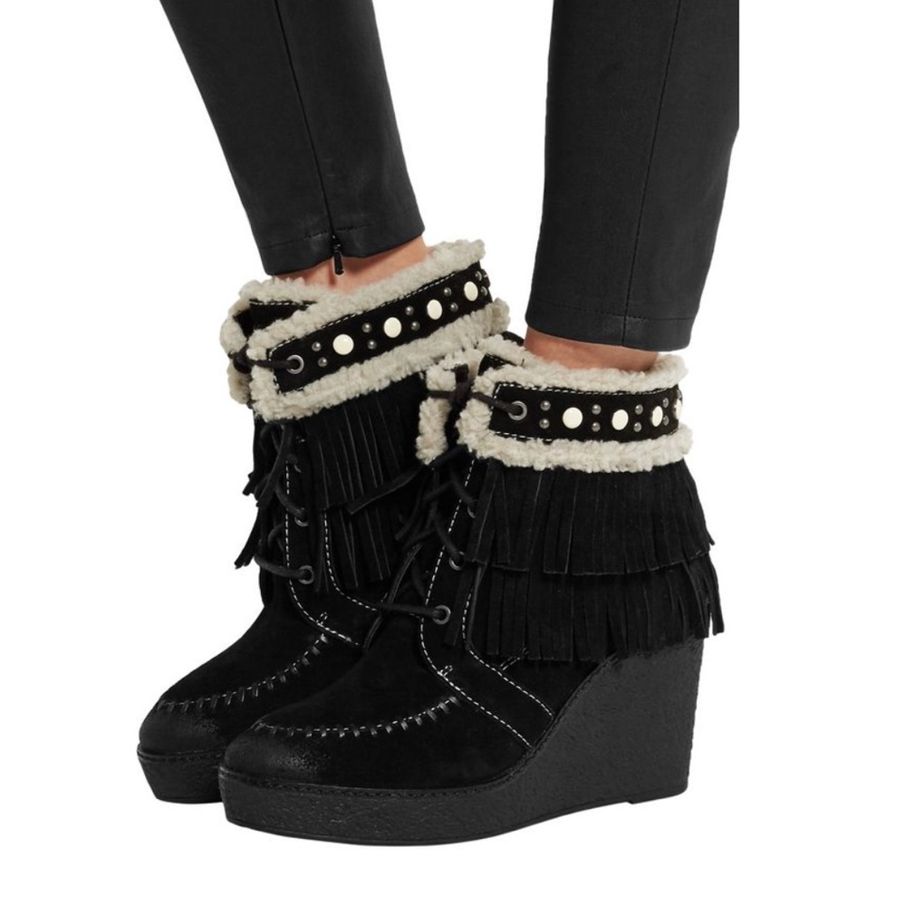 S A M E D E L M A N : “Kemper” Fringe Wedge Boots